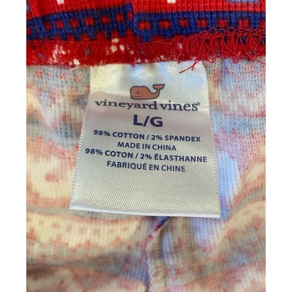 Vineyard Vines 2 Piece Pajama Lounge Set Waffle Red Blue Large L - Picture 2 of 7